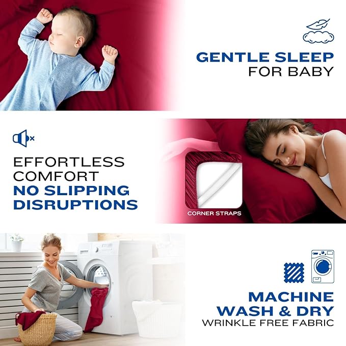 DREAMCARE Twin XL Sheet Set - Cooling Bed Sheets - 4pc Set - up to 15" Deep Pocket Twin XL Sheets - Soft & Long Lasting 100% Fine Brushed Polyester with Side Pocket - Burgundy