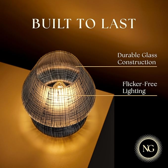 Next Glow Mushroom Lamp – Table Lamp, Modern Dimmable LED Night Light for Bedrooms, Kids Rooms, Bedside Nightstands, Living Room and Kitchen Decor – Pretty Desk Light, E26 Socket w 120V Bulb (Black)