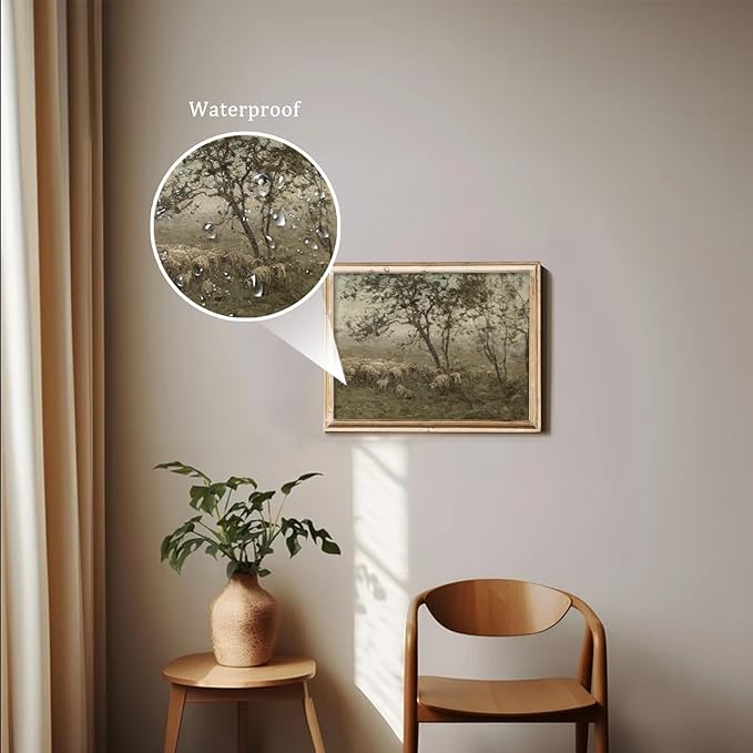 uniro Vintage Wall Art Prints for Home Decor, Farmhouse Spring Decor Rustic Sheep Pasture Canvas Prints Paingting, Vintage Cottage Landscape Wall Decor, Vintage Art Pictures for Bedroom Bathroom Decor( 8" x 10"-UNFRAMED)