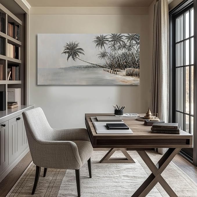 GAIDUOMAI Palm Tree Wall Art Island Picture Wall Decor Mountain Canvas Art Seascape Painting for Living Room Office Hotel Wall Hanging Decor 24x48 Inch