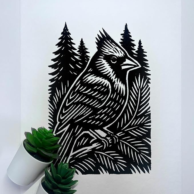 Caelumis Vintage Wall Art Decor Prints Black And White Pictures Posters For Farmhouse Living Bedroom Bathroom Room kitchen Handmade Unframed (Cardinal 12x16in)