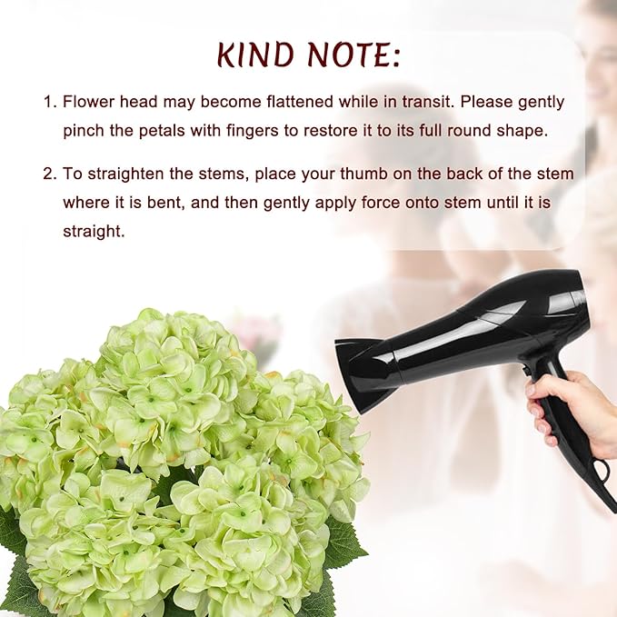 Green Hydrangea Artificial Flowers Large Artificial Hydrangeas Silk Flowers for Home Decor Indoor Wedding Flowers Bouquets Faux Flowers Kitchen Centerpiece Table Decorations