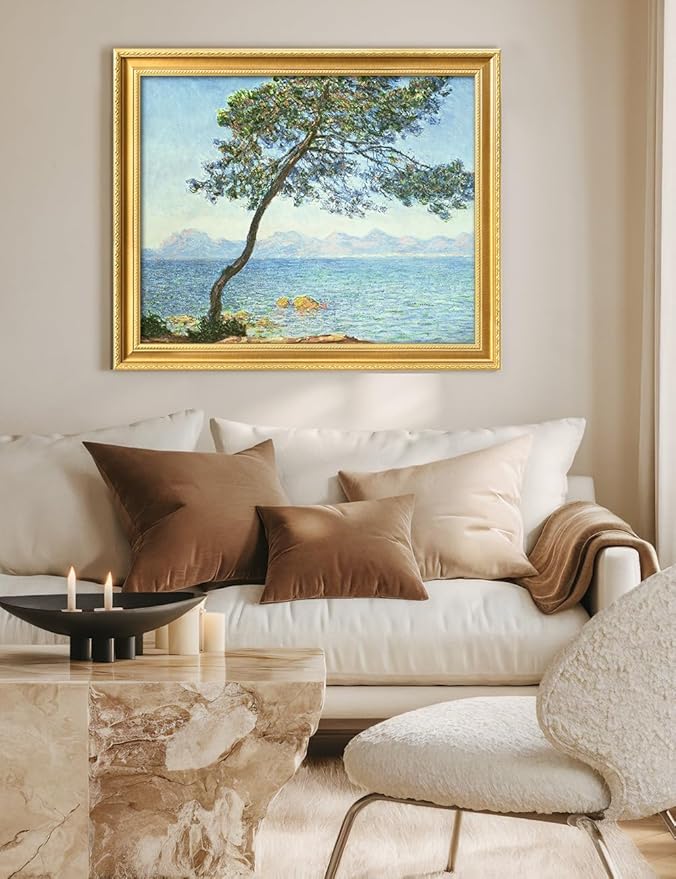 DECORARTS - Claude Monet The Esterel Mountains 1888 Giclee Print with Gold Solid Wood Frame, Impressionist Large Framed Wall Art, Ready to Hang, Framed Size 34.75x28.75, Made in USA