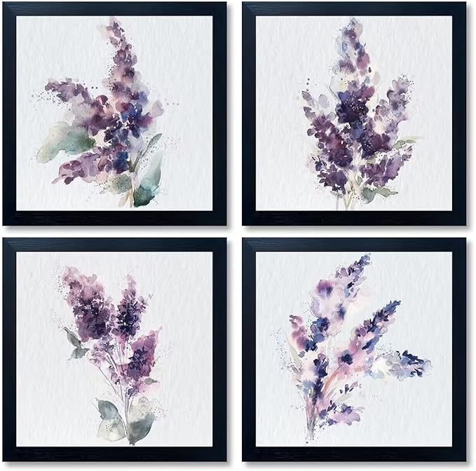 Purple Lavender Wall Art Purple Room Decor Wildflower Canvas Wall Art Flower Artwork Countryside for Girls Living Room Bedroom
