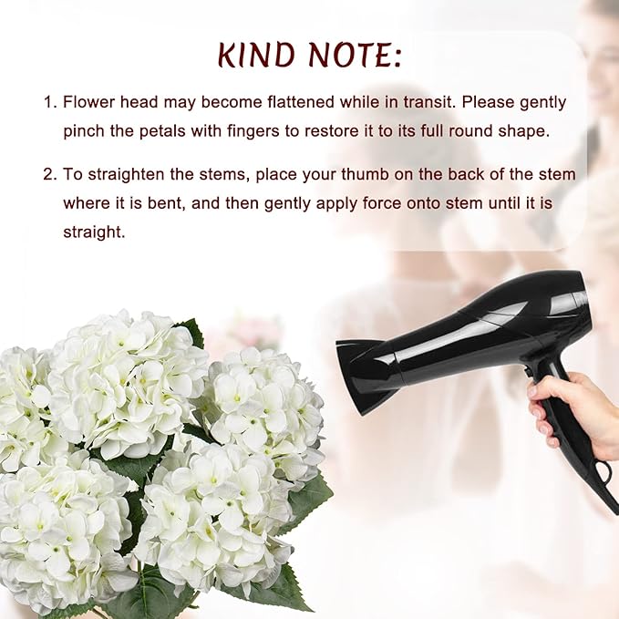 White Hydrangea Artificial Flowers Large Artificial Hydrangeas Silk Flower for Home Decor Indoor Wedding Flower Bouquets Faux Flowers Kitchen Centerpiece Table Decorations