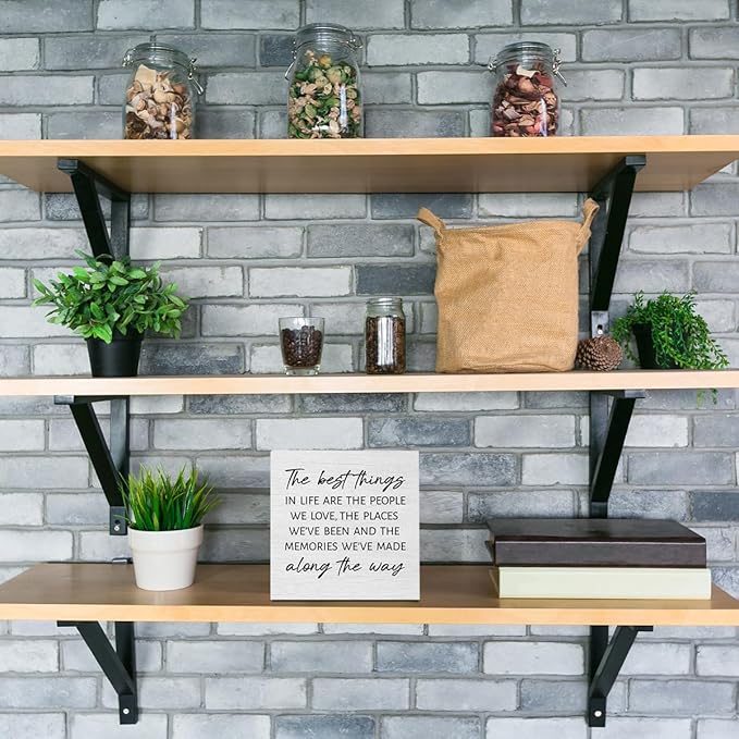 Inspirational the Best Things Family Quote Home Accessories Decor Rustic Wooden Box Sign Desk Decor for Family Friend Table Shelf Wall Living Room Bathroom Farmhouse Office Wood Block Plaque Box Sign