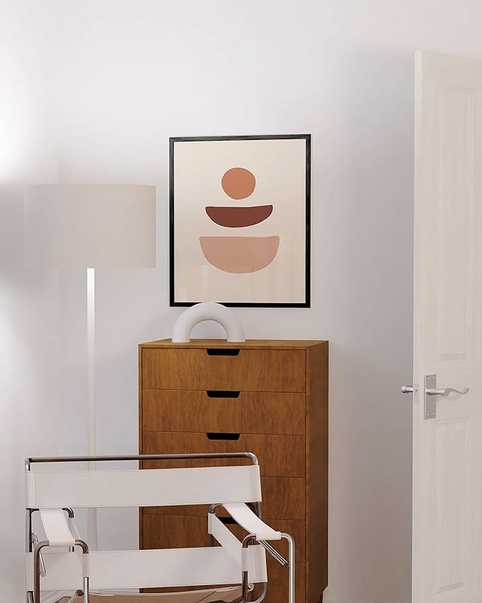 HAUS AND HUES Boho Wall Art Minimalist Wall Decor - Boho Art Prints Neutral Poster, Geometric Art Mid Century Modern Wall Art Wall Decor, Sun Semi Circle (Black Framed, 12x16)