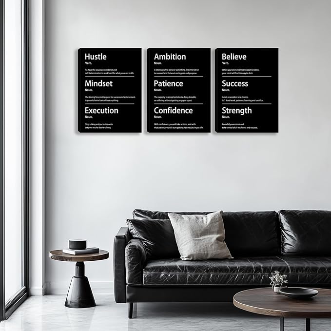 Motivational Wall Decor Paintings Inspirational Office Wall Decor Posters Prints 3 Pieces Bedroom Decor Living Room Office Canvas Picture Wall Painting Home Decoration Framed Artwork (36''W x 16''H)