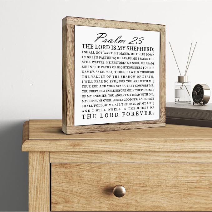 Scripture Sign, The Lord is My Shepherd Sign, Wooden Plaques Box Signs, Christian Desk Sign, Spiritual Table Decor Sign, Bible Verse Decor, Religious Artwork, Shelf Decoration, Living Room Decor