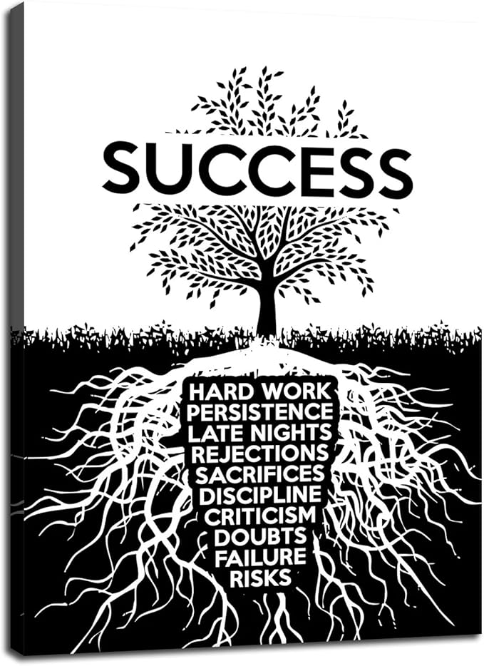 Inspirational Wall Art Motivation Entrepreneur Quotes Canvas Painting Success Tree Posters and Prints Artwork Modern Inspiring Office DecorHome Decorations Frame Ready to hang[30″W X 40″H]