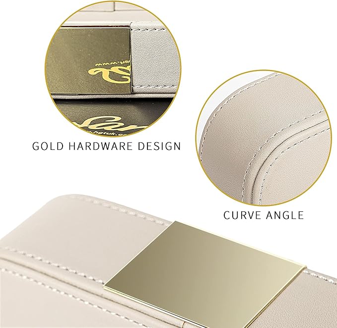 SANZIE Luxury Leather Tray Desktop Storage Catchall Organizer Decorative Tray for Entryway Table to Hold Jewelry Watch Keys Phone Wallet (Metal Glided, Grey)