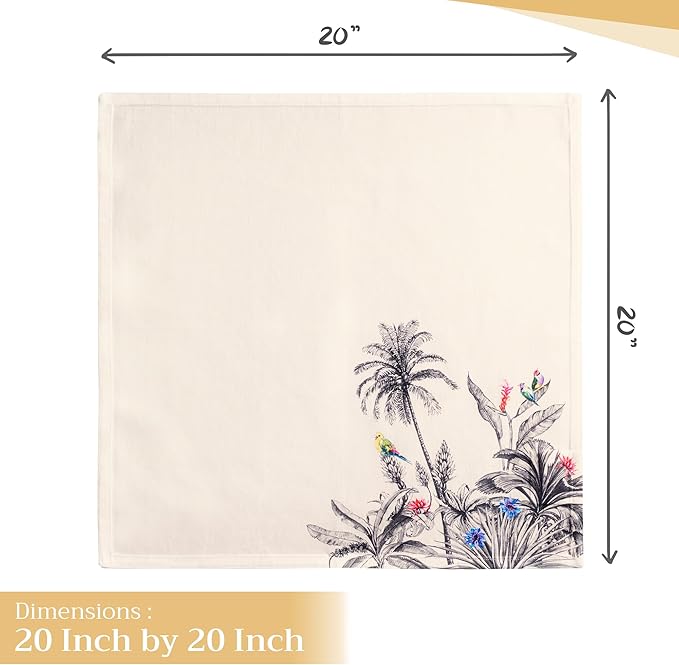 Maison d' Hermine Cloth Napkins Set of 4 100% Cotton Everyday Reusable Square Napkins Cloth Washable, Dinner, Party, Wedding, Restaurant (Amazonia, 20" x 20")