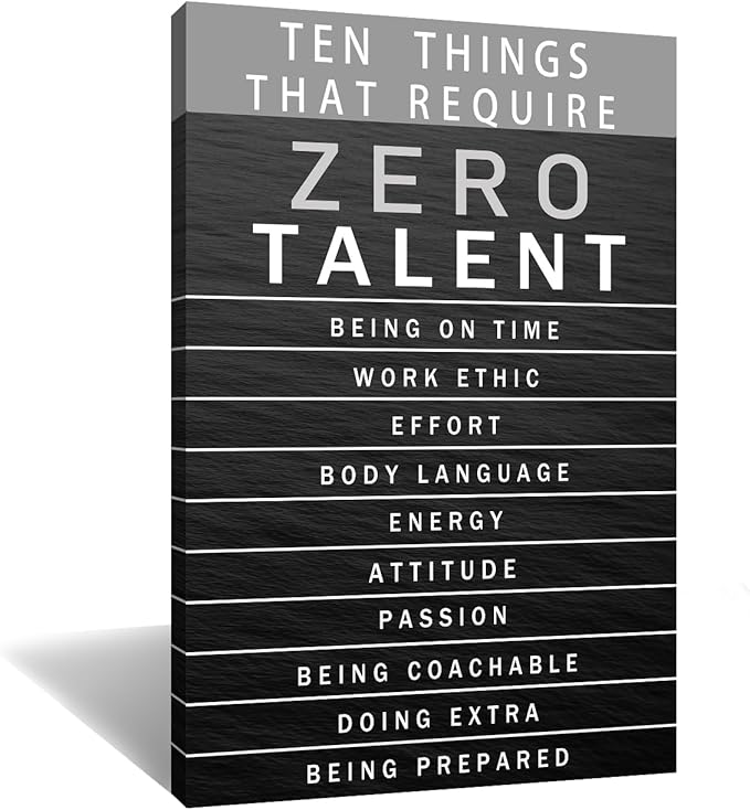 Motivational Office Wall Art Inspirational Canvas Painting Ten Things That Require Zero Talent Positive Quotes Picture Framed Posters Prints for Office Bedroom Living Room Wall Decor [24''W x 36''H]