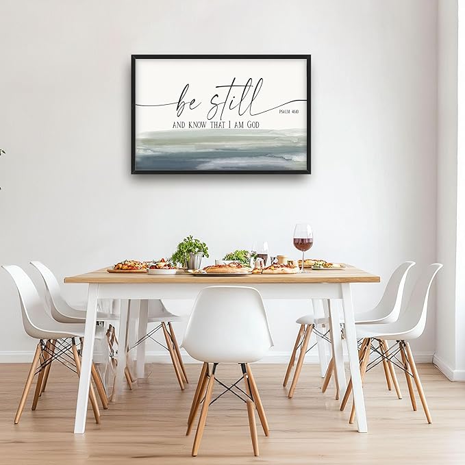 Flintis Large Christian Wall Art Be Still and Know That I Am God Sign Pictures Wall Decor Bible Verse Canvas Painting Print Artworks Framed for Living Room Bathroom Master Bedroom Office 36L x 24W