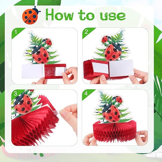 9 Pcs Summer Bugs Party Decorations Bug Themed Honeycomb Centerpiece Insect Table Toppers for Baby Shower, Birthday Supplies