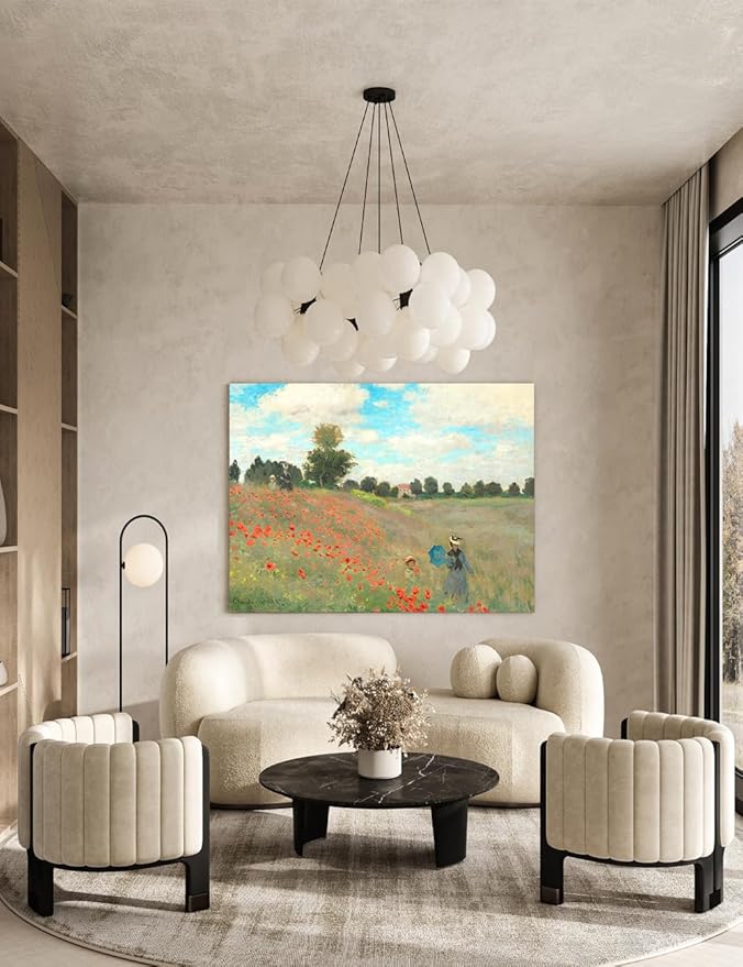 DECORARTS - Poppies at Argenteuil (1873) by Claude Monet, Museum-Quality Giclee Canvas Print, Wall Art Reproduction, 40" W x 30" H, Made in USA