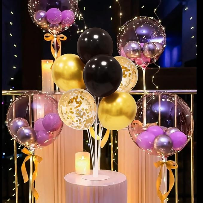 Black and Gold Party Decorations Balloon Stand Table Centerpieces for Birthday Wedding Retirement Anniversary Father's Day Halloween New Years Graduation Decorations 2025