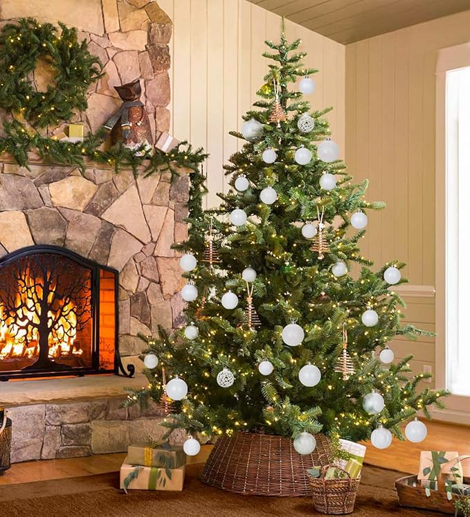 30PCS 2" Christmas Ball Ornaments Shatterproof Pearl White Christmas Tree Decorations Xmas Tree Balls Halloween Ornaments Décor