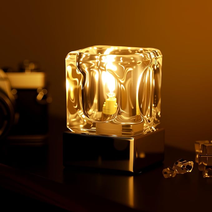 Mini Touch Crystal Table Lamp, 4 x4 x 2.7 Inch Accent Desk Lamp Bedroom Night Light