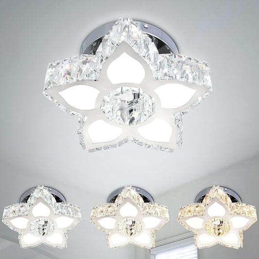 FRIXCHUR Modern Crystal Ceiling Light Fixture Mini Led Chandelier Small Flower Chandelier for Living Room Bedroom Dining Room Kids Room Girls Room,Colors Change