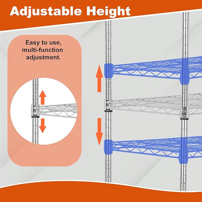 PayLessHere | 3-Tier Wire Shelf with Wheels | 23"x13"x31" | Chrome | Adjustable Racks | Heavy-Duty Storage Shelves, Holds Upto 170 lbs | Rust-Resistant, No-Tool Assembly | for Home, Garage Shelving