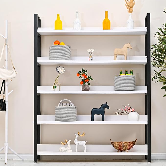 Small Storage Baskets for Organizing, Organizer Baskets for Shelves, Small Woven Basket for Storage, Cute Basket for Gifts Empty, Soft Cotton Rope Baskets, 9.7"×9.7"×7" (3 Packs) Grey