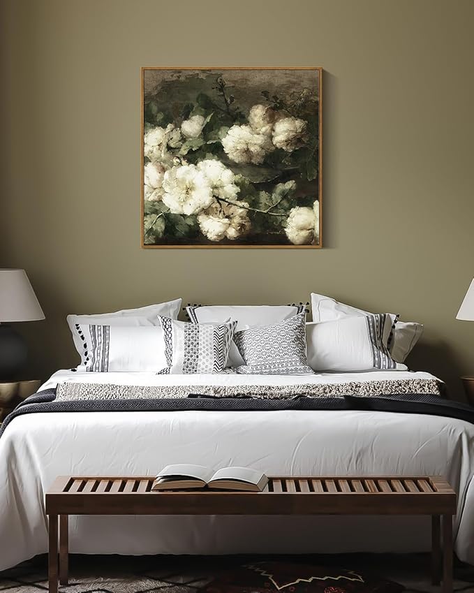 InSimSea Square Framed Canvas Wall Art, Vintage Floral Rustic Roses Flower Wall Art Prints for Living Room, Flowers Pictures for Bedroom Living Room Aesthetic Home Decor 20"x20"