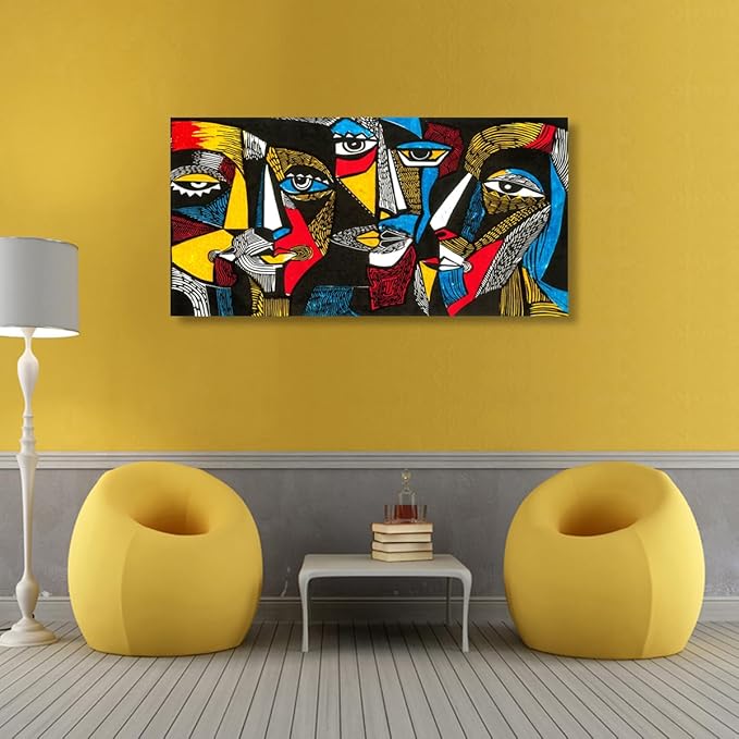 Abstract Human Face Canvas Wall Art for Living room Office Bedroom Special Wall Art Print Paintings Black and white portrait Pictures Boho Wall Decor Artwork Waterproof Ready to Hang - 20in * 40inch