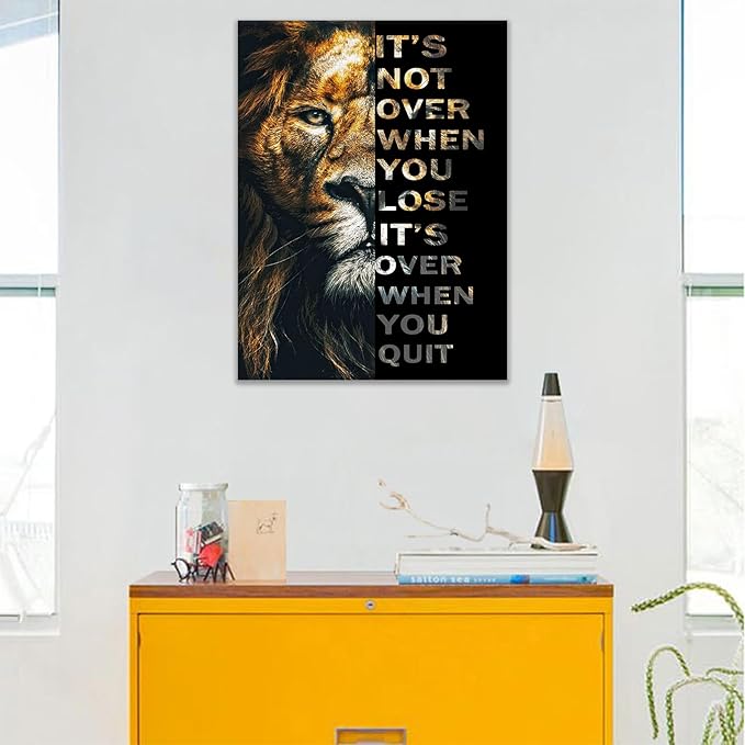 Lion motivational Posters Animal Canvas Print Wall Art Inspirational Quote Picture Painting Modern Home Decor Inspiring Artwork Decor for Living Room Bedroom Office Ready to Hang [18''W x 24''H]