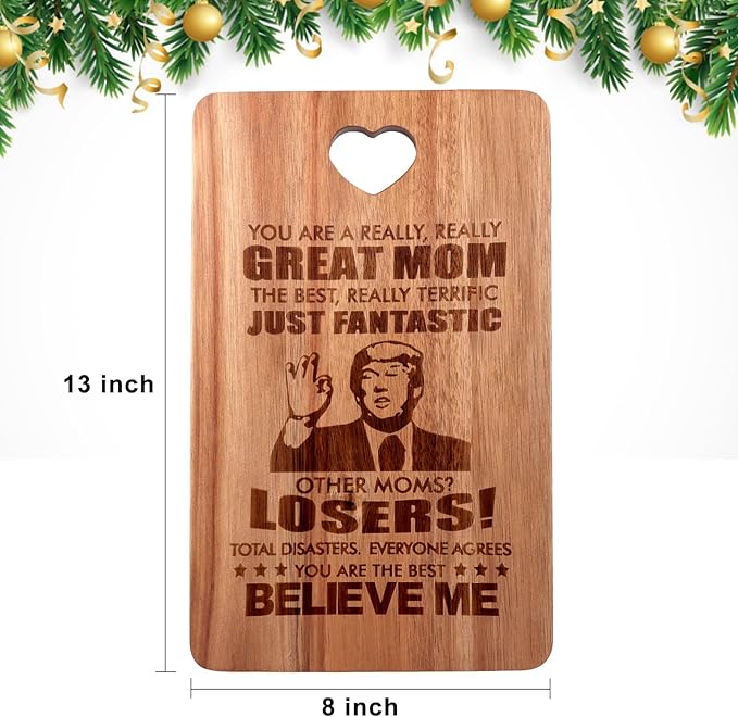 Gift for Mom from Daughter Son Decor Wooden Cheese Charcuterie Boards Unique Christmas Mother's Day Birthday Presents Mum Engraved Acacia Wood Cutting Board Funny Thanksgiving Xmas Gifts for Mummy