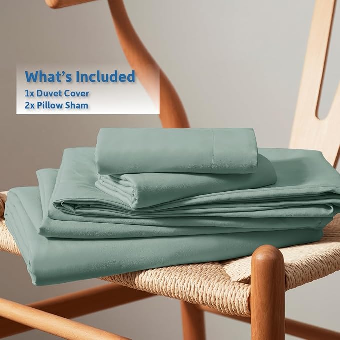 Nestl Sage Green Duvet Cover King Size - Soft Double Brushed King Duvet Cover Set, 3 Piece, with Button Closure, 1 Duvet Cover 104x90 inches and 2 Pillow Shams