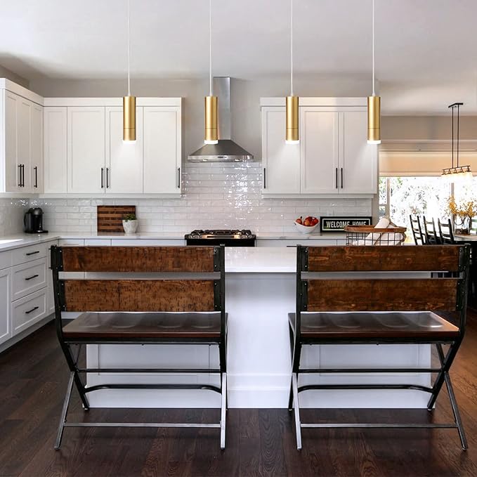 OKELI Modern Pendant Lights,Gold LED Mini Kitchen Island Lights Adjustable Focus Pendant Lighting for Kitchen Island Bedroom Dining Room Bar Shop,20W,4000K,ETL5026458(3 Pack)