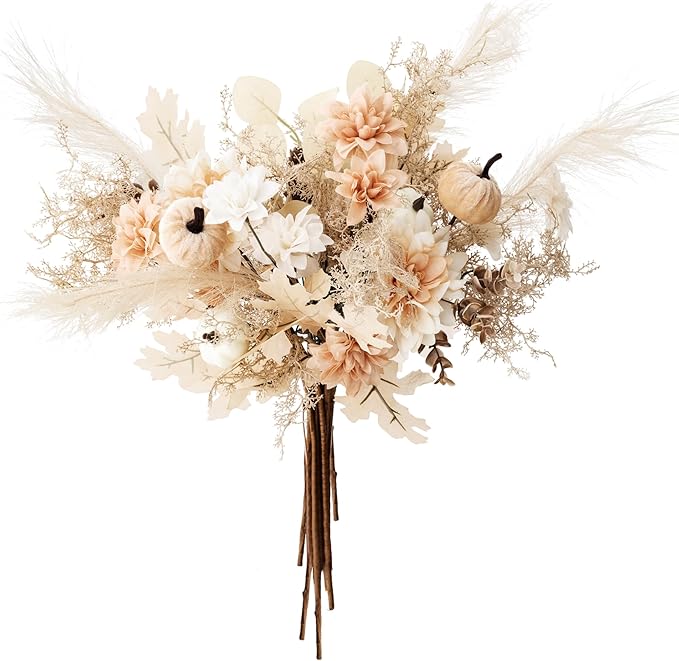 MISSPIN 10 PCS 18 inch Fall Decor Bouquets, Fall Decorations Indoor Outdoor Halloween Thanksgiving Farmhouse Arrangement Decorations for Front Door Wedding Centerpieces in Autumn (Boho)