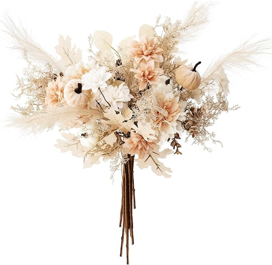 MISSPIN 10 PCS 18 inch Fall Decor Bouquets, Fall Decorations Indoor Outdoor Halloween Thanksgiving Farmhouse Arrangement Decorations for Front Door Wedding Centerpieces in Autumn (Boho)