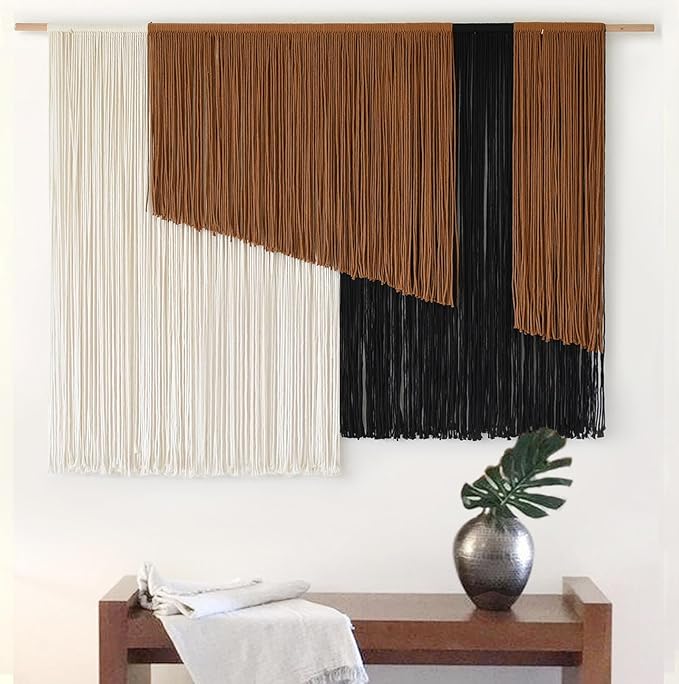 Jakalin Macrame Wall Hanging Dip Dyed Fiber Macrame Wall Decor Boho Cord Living Room Wall Art 57" Wx43 L
