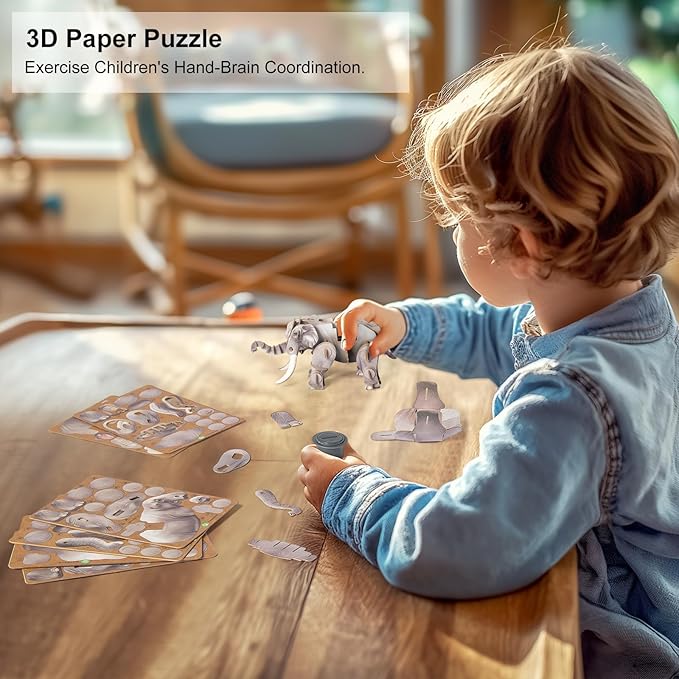 Elephant Toy Paper 3D Puzzles with Sound, Gift Toys for Kids Ages 8-12 Years Old,…