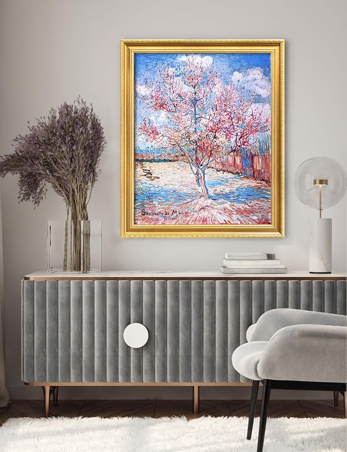 DECORARTS - Vincent van Gogh's Reminiscence of Mauve, Museum-Quality Giclee Canvas Print in Gold Solid Wood Frame, 34.75 x 28.75 in, Ready to Hang, Made in USA