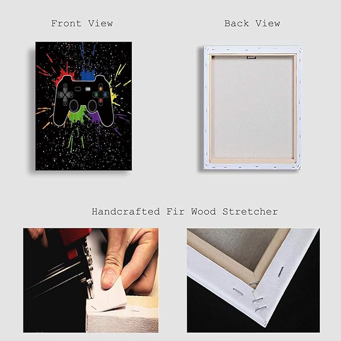 Game Room Decor Gaming Graffiti Wall Art Gamepad Painting Banksy Canvas Wall Art Pop Art Wall Decor Ready to Hang 12x16 Inch