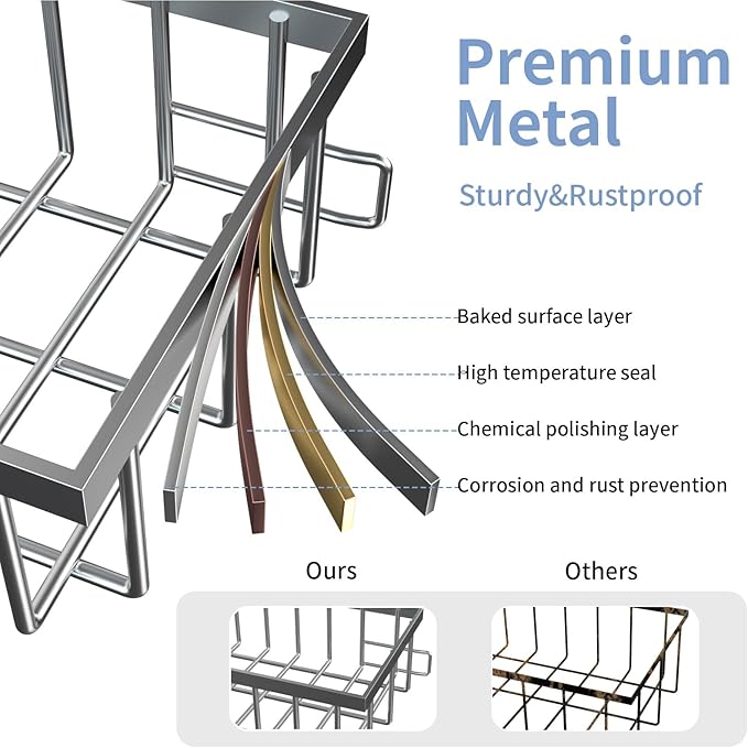 Under Sink Organizer Storage 2-Tier Premium Metal Pull-Out Racks, Height Adjustable, Easy Installation | Kitchen & Bathroom Organizers Pack of 1