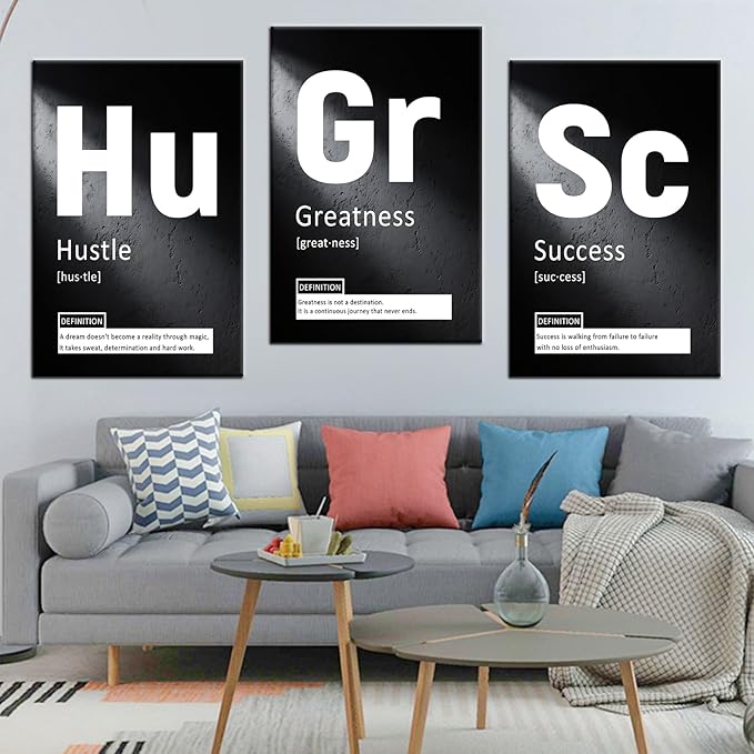 Motivational Canvas Posters Print Framed Wall Art 3 Pieces Inspirational Entrepreneur Quotes Picture Painting Artwork for Living Room Office School Wall Decoration Ready to Hang [72''Wx 36''H]
