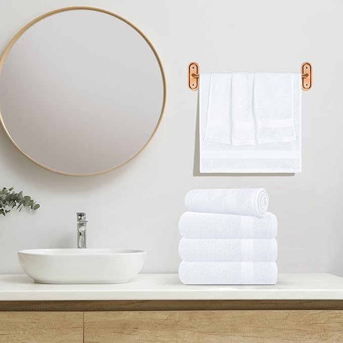 GLAMBURG Ultra Soft 6-Piece Hand Towel Set 16x28-100% Ringspun Cotton - Durable & Highly Absorbent Hand Towels - Ideal for use in Bathroom, Kitchen, Gym, Spa & General Cleaning - White