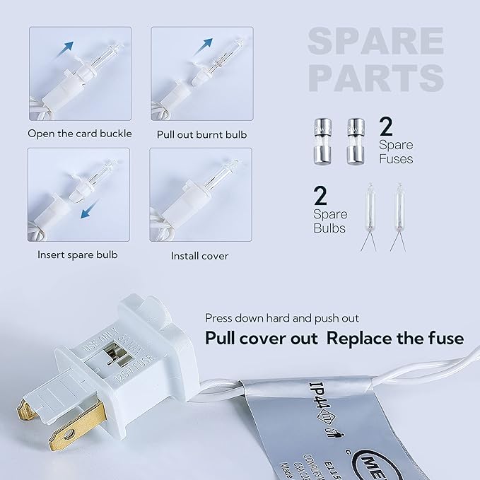 Clear Christmas Lights Set with White Wire,50Count 13Feet Incandescent Bulb Mini String Lights for Indoor Christmas Tree Garland Birthday Wedding Party Festival Decoration, Warm White