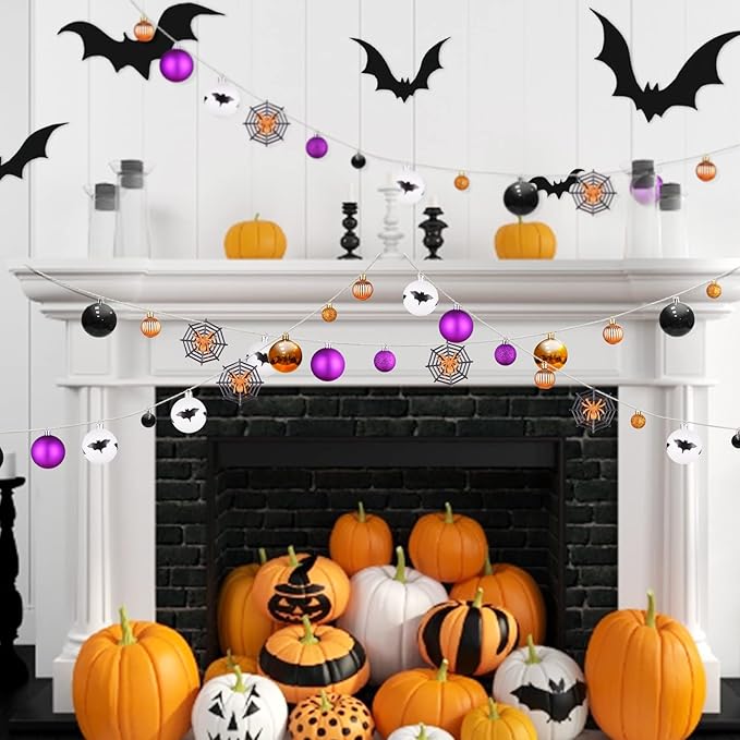 Pack of 56 Halloween Hanging Ball Ornaments, Shatterproof Balls Spider Bat Ornaments for Indoor Halloween Tree Decorations, Home Decorations (Multi)