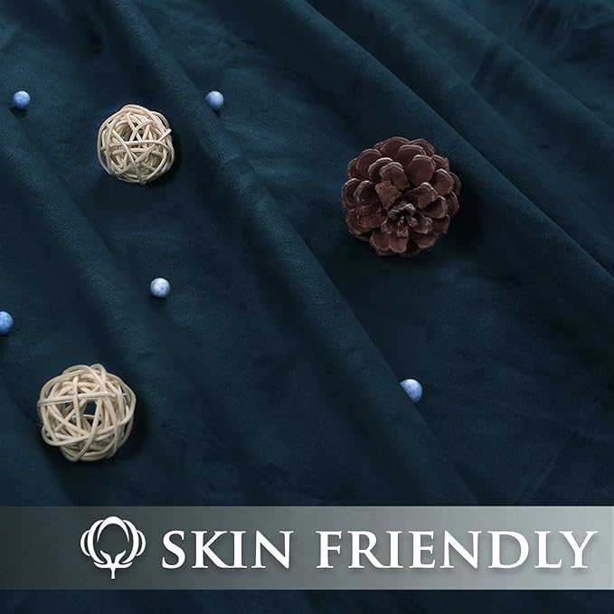 StangH Wide Navy Blue Velvet Curtains Luxury Back Tab Blackout Bedroom Drapes Heat Blocking Privacy Doorway Room Dividers for Living Room/Sliding Glass Door, W62 x L84, 2 Panels