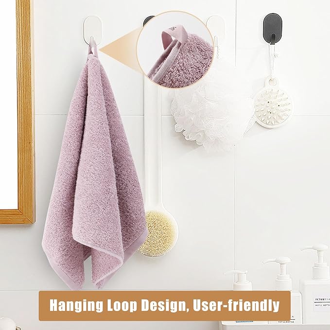 SEMAXE 12 Pack Hand Towels for Bathroom, 100% Cotton Towels with Hanging Loops, Soft and Highly Absorbent, Hand Towel Set for Gym, Shower, Hotel, Spa and Kitchen, Purple