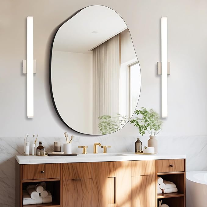 Bathroom Vanity Light Brushed Nickel Square LED 31.5 inch 24W 4000K Natural White Light Wall Bar Lighting Fixtures Over Mirror (Dimmable)