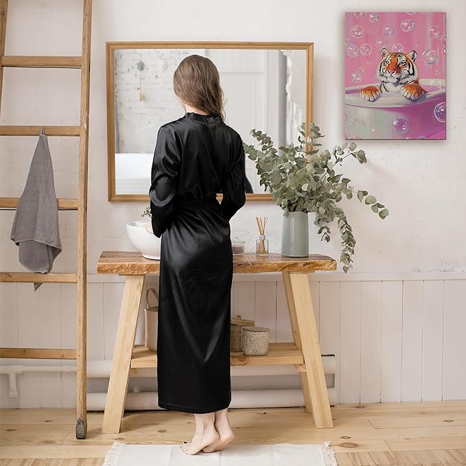 FITIE Trendy Bathing Tiger Bathroom Canvas Wall Art Poster, Pink Aesthetic Bubbles Tiger Framed Artwork Prints Wall Decor for Bathroom Half Bath Washroom, 11x14 Inch