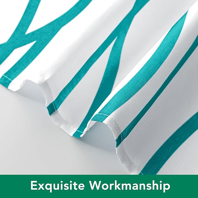 Biscaynebay Textured Fabric Shower Curtain 72x72 Inch, Turquoise Striped Printed Linen Modern Hotel Luxury Quality Cloth Bathroom Curtains Machine Washable