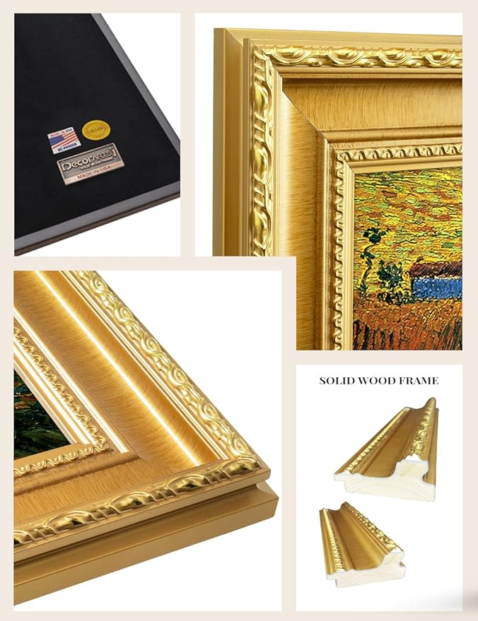 DECORARTS - The Sower by Vincent Van Gogh. Giclee Print on Acid-Free Canvas in Gold Solid Wood Frame. Picture Size: 20x16, Total Size: 24.75x20.75, Made in USA