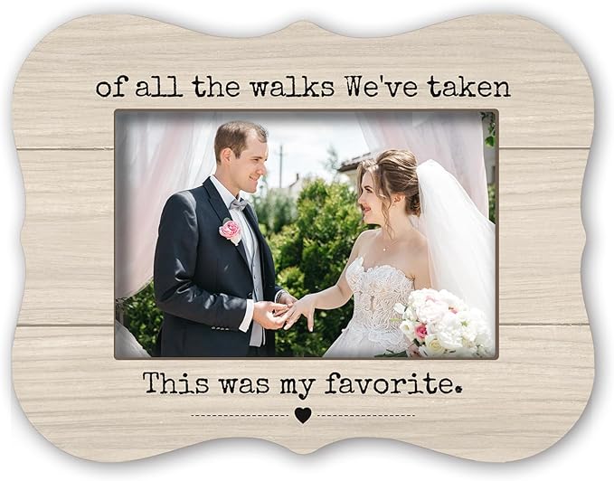 Wedding Photo Frames - This Was My Favorite - Wedding Gifts For Newlyweds, 2025 Wedding Minimalist Wood Picture Frame, Placeable 4 x 6 horizontal photo, for Home Bedroom Decoration - A11